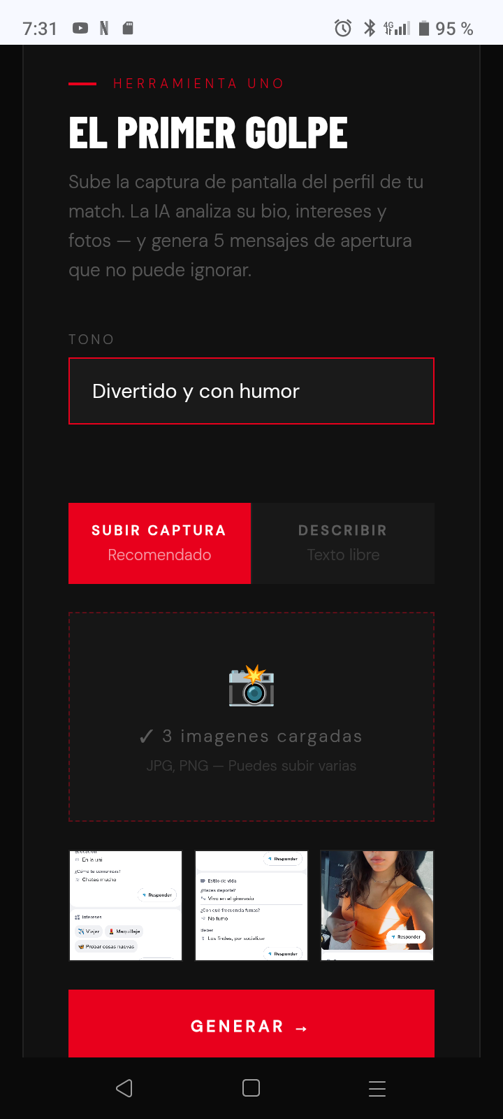 Sube el perfil